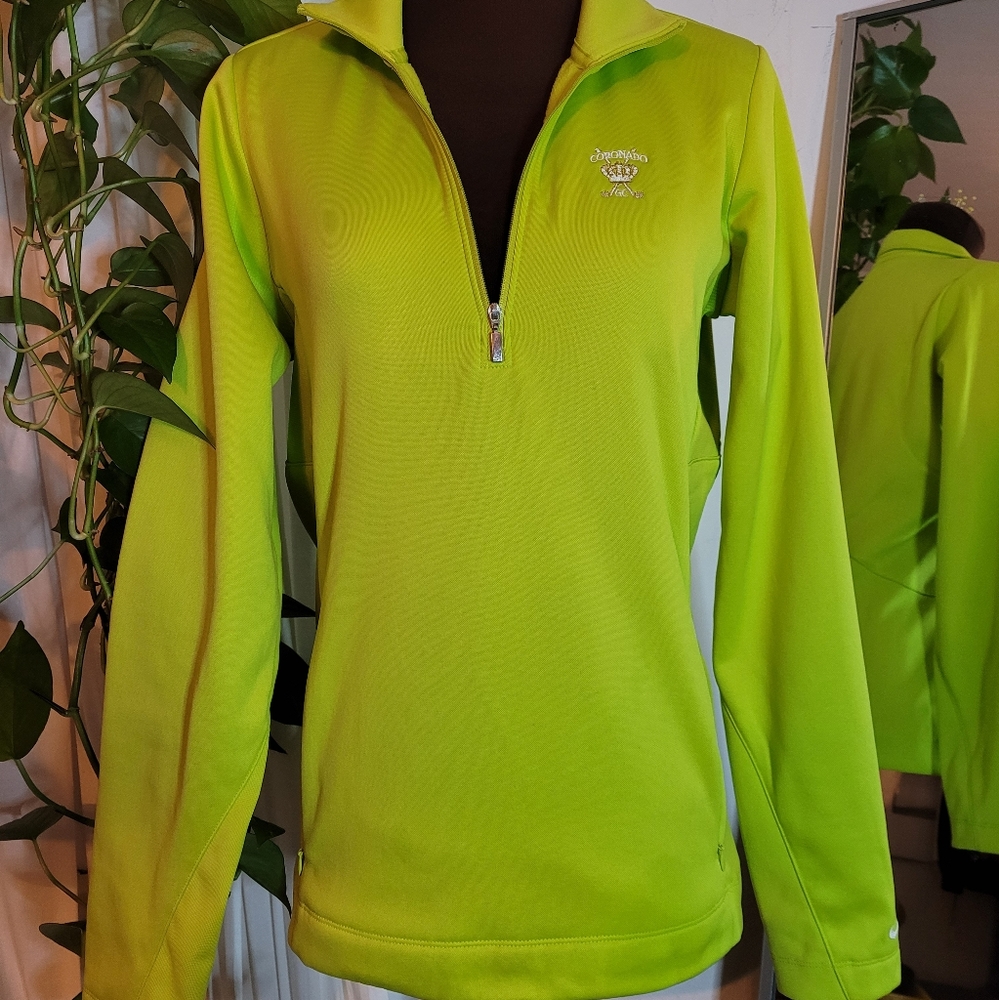 EUC Nike Golf Womens Neon Green Therma Fit Pullover